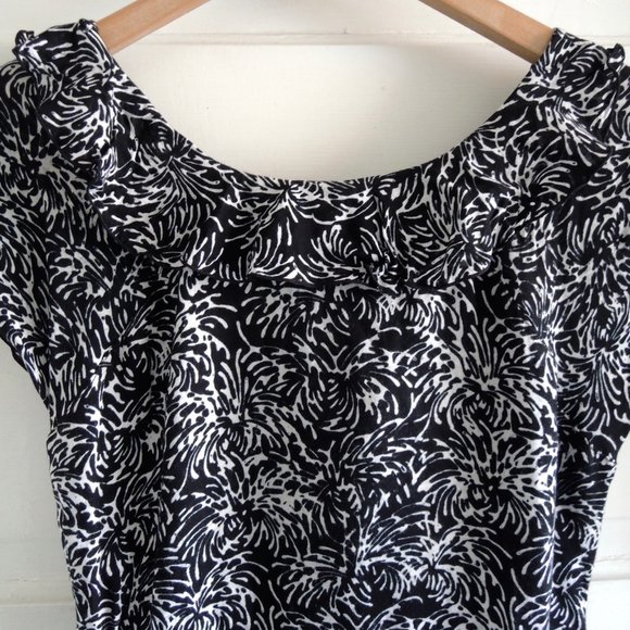 Nomadic Traders Black & White Ruffle Neck Dress M - Picture 7 of 10